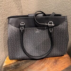 GUESS Black and Gray Satchel Bag